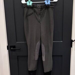 Womens Tuffrider Ribbed Knee Patch Breeches Dark Grey 30